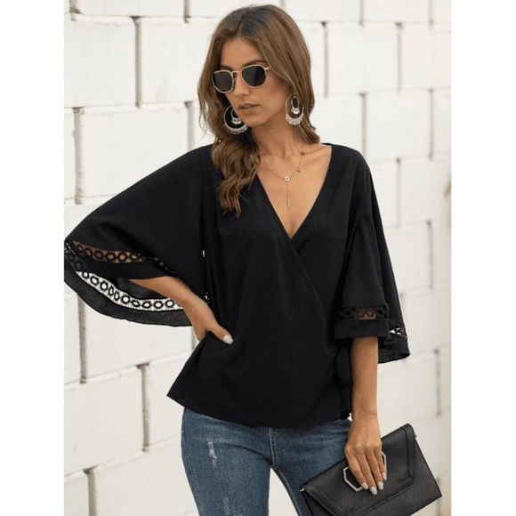 SHEIN Fun and Flirty Black Flounce Sleeve Top - Picture 4 of 4